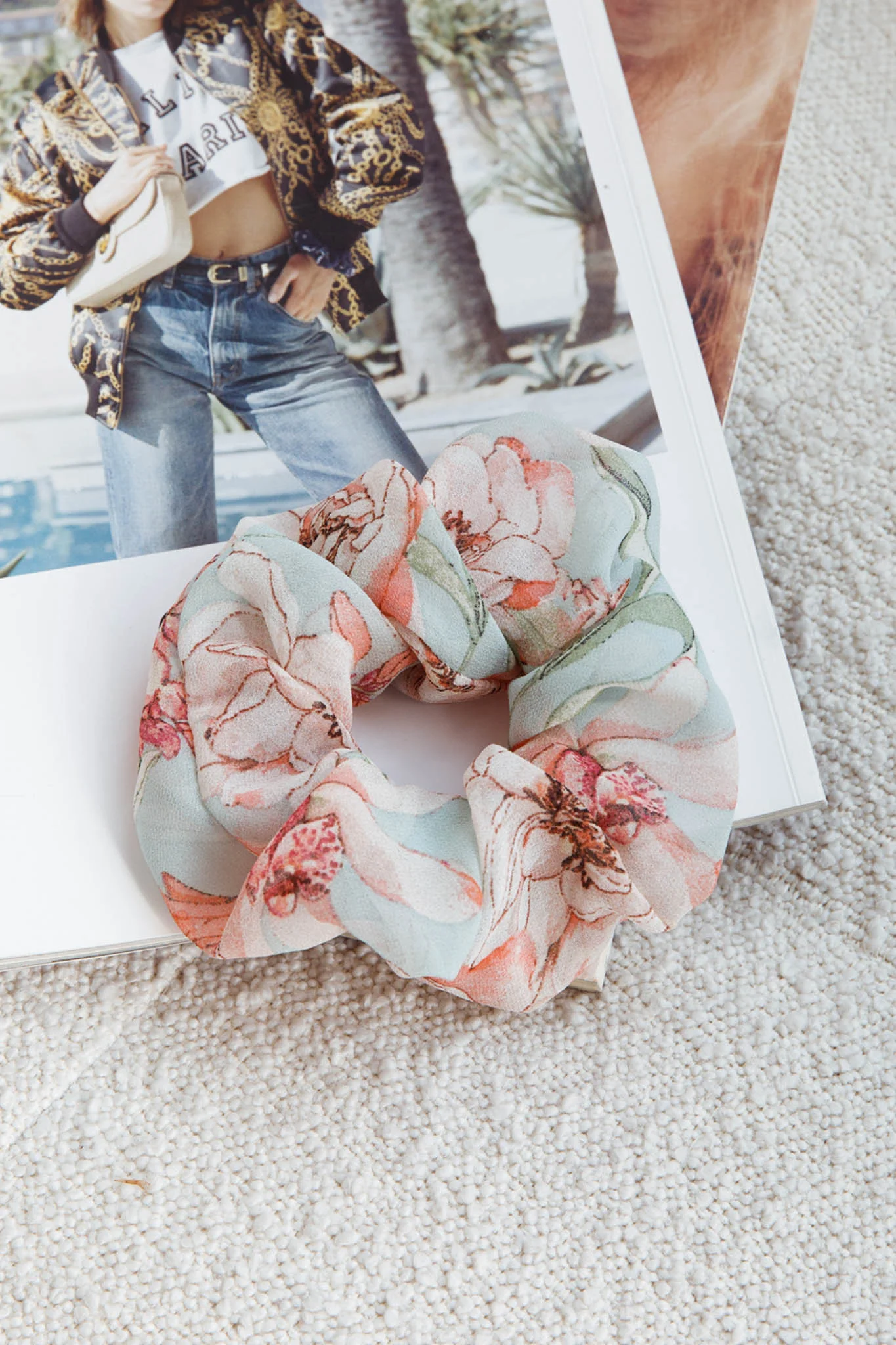 Chouchou Scrunchie Floral Green - Sonourner