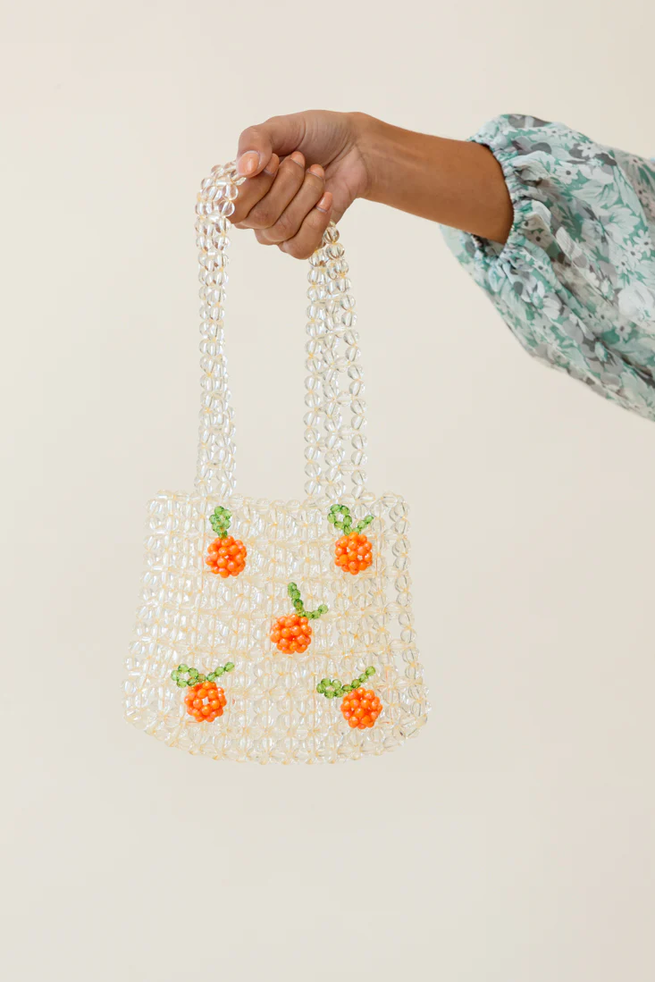 Taryn Beaded Orange Bag Beige - Sonourner