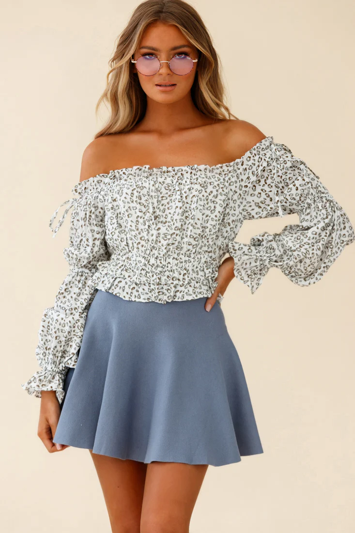 Rowena A-Line Knit Flounce Skirt Midnight Blue - Sonourner