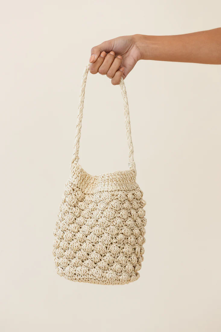 Laguna Crochet Bucket Bag Natural - Sonourner