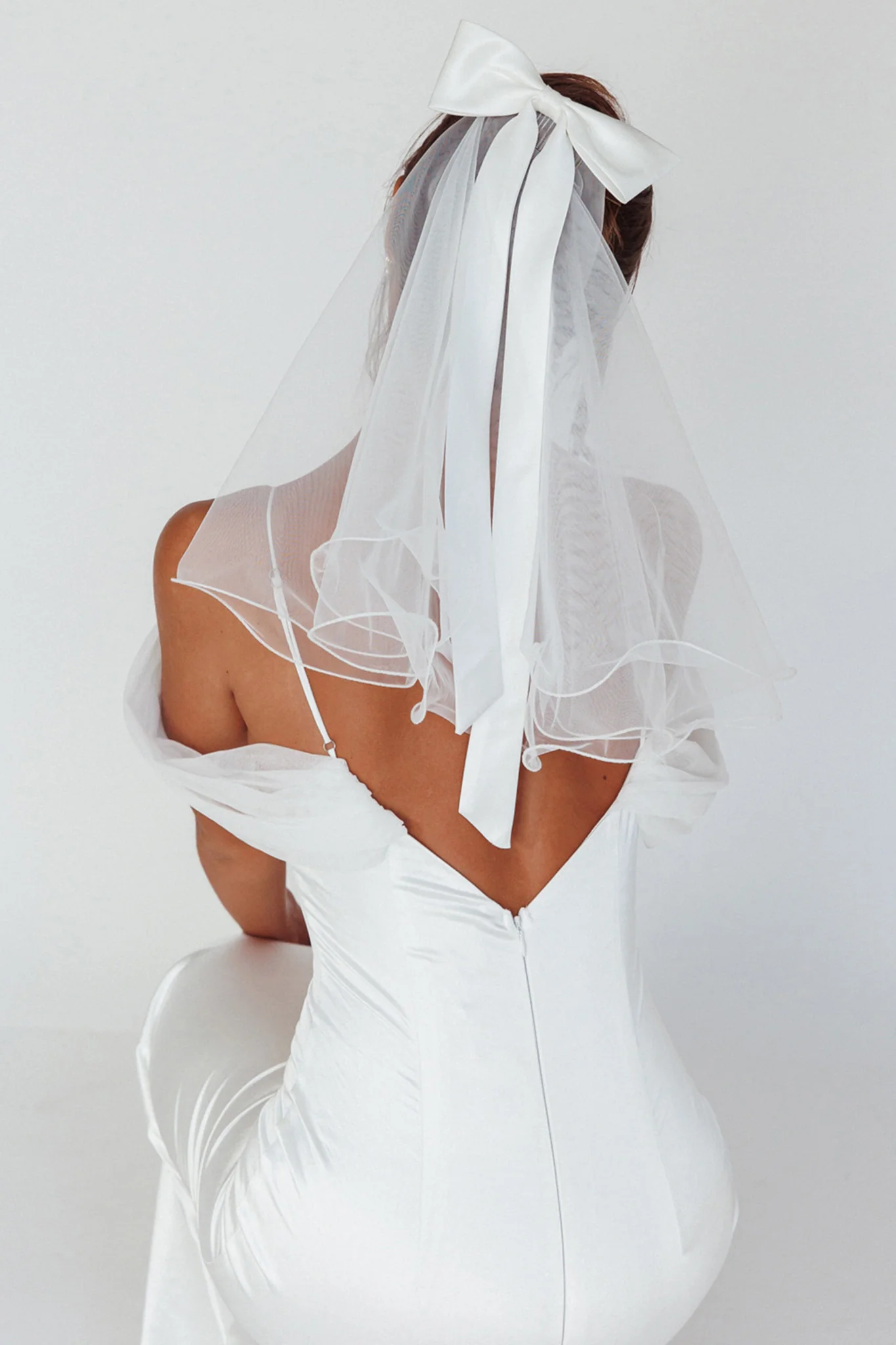 Florence Bow Bridal Veil White - Sonourner
