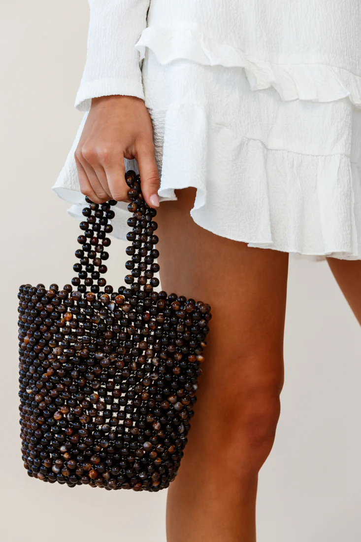 Noosa Beaded Bucket Bag Black - Sonourner